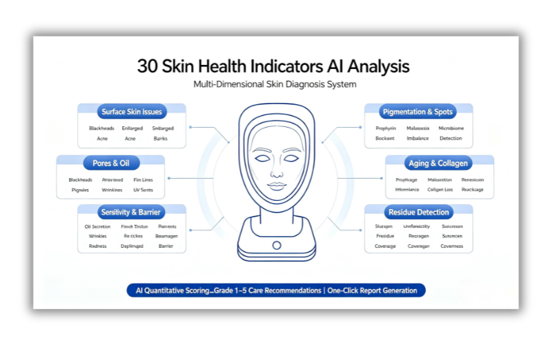3rd generation AI skin analyzer with iPhone and iPad support for beauty clinics