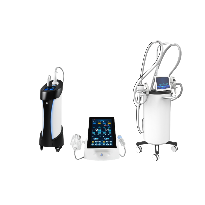 AmBeauteTech professional body contouring machines including COOLWAVE, cryolipolysis, EMS, vacuum roller, RF and cavitation systems
