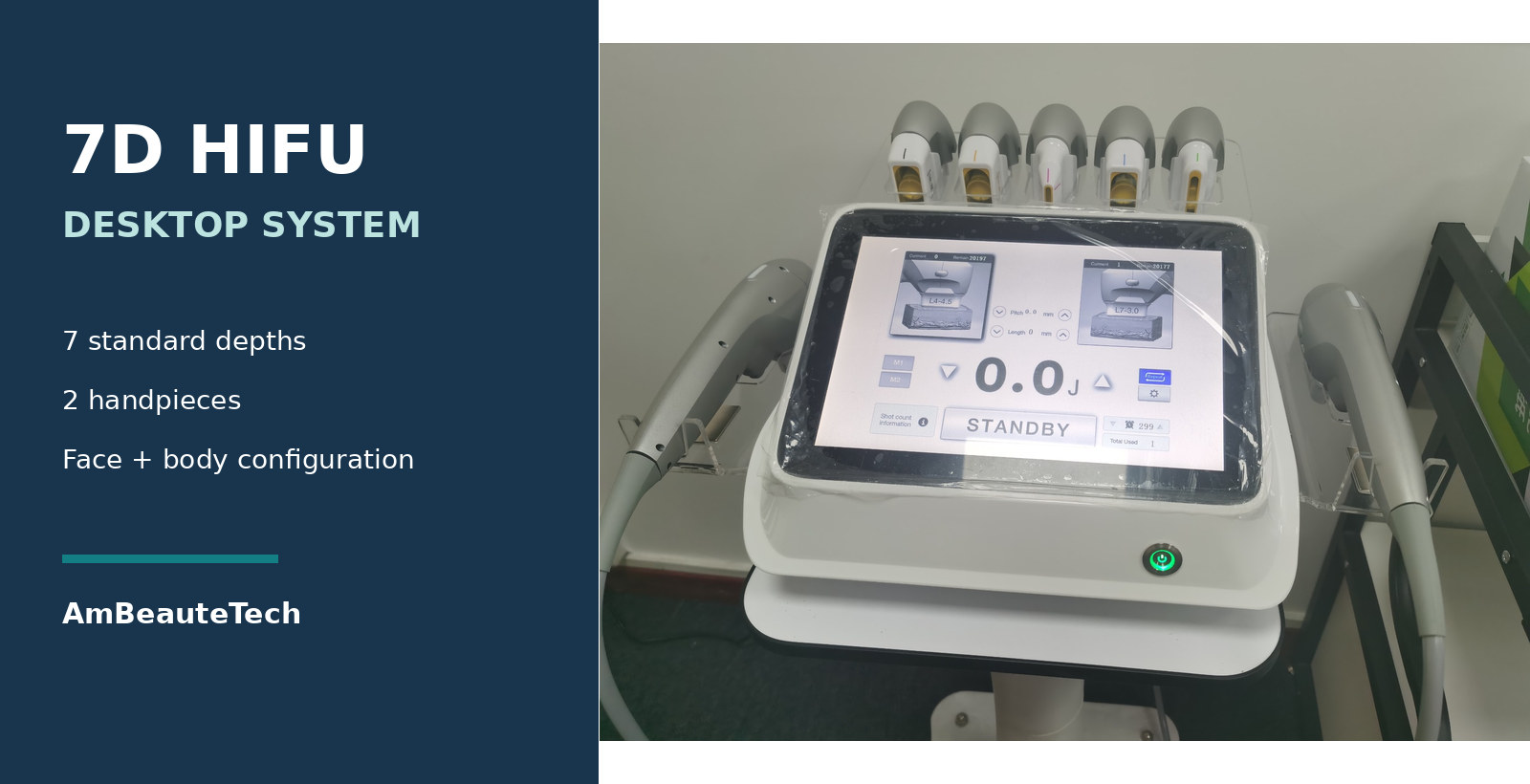 7D HIFU desktop machine with touchscreen and two handpieces 7D HIFU desktop machine with touchscreen and two handpieces